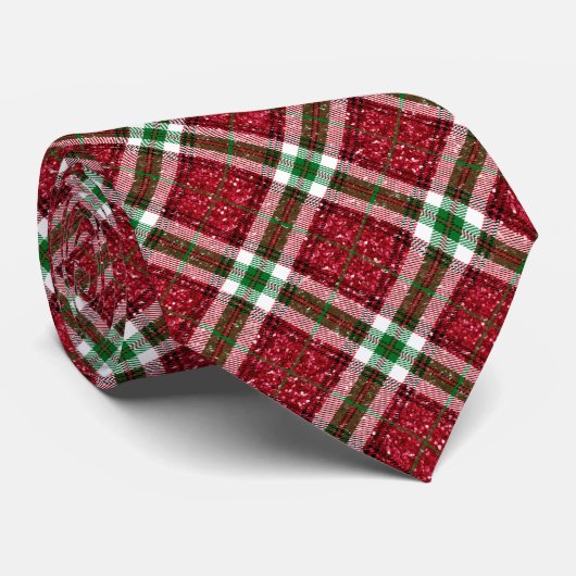 Chic Christmas Holiday Plaid Pattern  Stropdas (Opgerold)