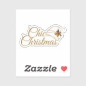 Chic Christmas Minimalist Santa Hat & Holly Design Sticker (Vel)