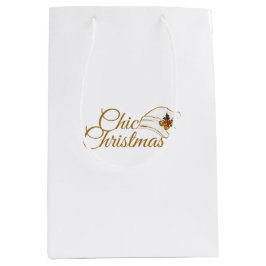 Chic Christmas: minimalistische Santa Hat & Holly Medium Cadeauzakje