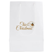 Chic Christmas: minimalistische Santa Hat & Holly  Medium Cadeauzakje (Achterkant)