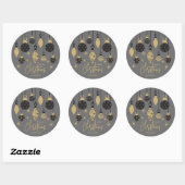Chic Christmas Ornaments on Grey  Ronde Sticker (Vel)