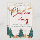 Chic Christmas Party Uitnodiging - feestelijk (Voorkant / Achterkant)