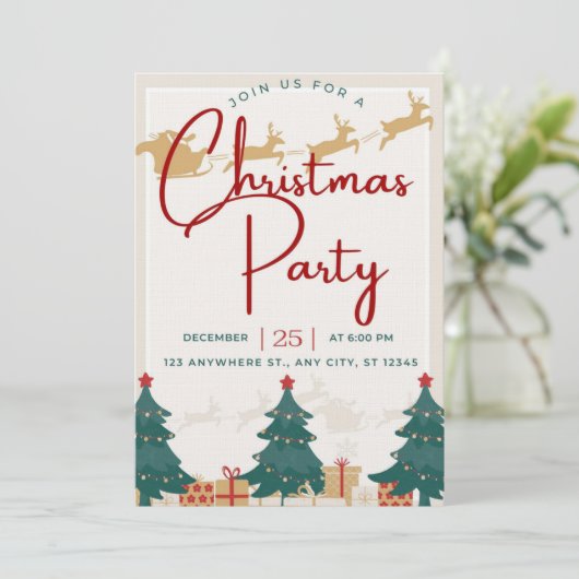 Chic Christmas Party Uitnodiging - feestelijk (Staand voorkant)