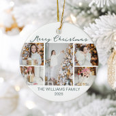 Chic Christmas Photo Collage 2025 Keepsake Keramisch Ornament
