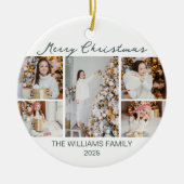 Chic Christmas Photo Collage 2025 Keepsake Keramisch Ornament (Voorkant)