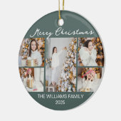 Chic Christmas Photo Collage Commemorative 2025 Keramisch Ornament (Links)