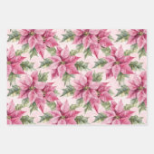 Chic Christmas Pink Poinsettia Bloemen Inpakpapier Vel (Voorkant)