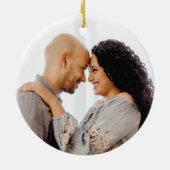 Chic Christmas Poinsettia Berries Foliage Foto Keramisch Ornament (Achterkant)