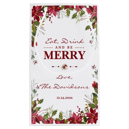Chic Christmas Red Poinsettia Eet Drink & wees vro Klein Cadeauzakje (Achterkant)