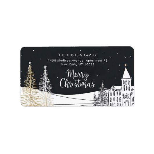 Chic Christmas Scene Return Address Label (Voorkant)