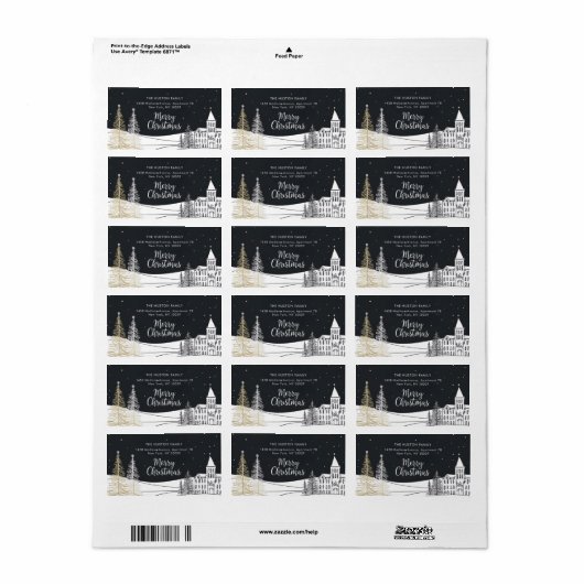 Chic Christmas Scene Return Address Label (Full Sheet)