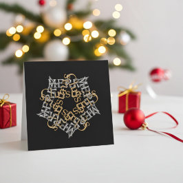 Chic Christmas Star Goud Zilver Kalligrafie, Zwart