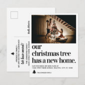 Chic Christmas Tree New Home Foto Vakantie Verhuiz Aankondigingskaart (Voorkant / Achterkant)