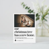 Chic Christmas Tree New Home Foto Vakantie Verhuiz Aankondigingskaart (Staand voorkant)