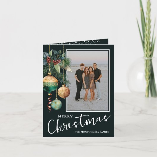 Chic Christmas Tree Ornaments Flat Feestdagen Kaart (Voorkant)