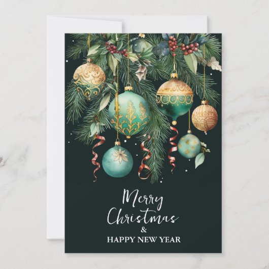 Chic Christmas Tree Ornaments Flat Feestdagenkaart (Voorkant)