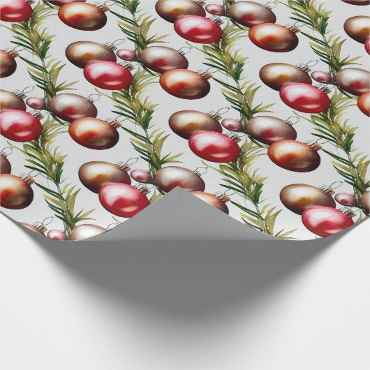 Chic Christmas Tree Ornaments Holiday Cadeaupapier (Hoek)