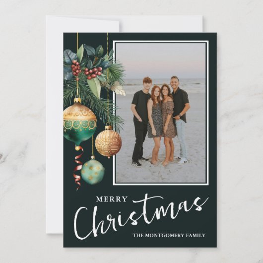 Chic Christmas Tree Ornaments Photo Feestdagenkaart (Voorkant)