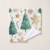 Chic Christmas trees red green festive bath towel Bad Handdoek (Wasdoekje)