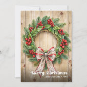 Chic Christmas wreath watercolor festive greeting Feestdagenkaart (Voorkant)