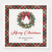 Chic Christmas Wreath with Red Green Plaid Napkins Servet (Voorkant)