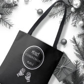 Chic Christmas Zwart en Wit Gepersonaliseerd Tote Bag