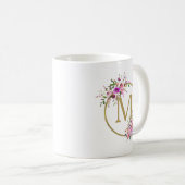 Chic Circle Monogram Waterverf Bloemen & Goudfolie Koffiemok (Voorkant rechts)