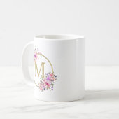 Chic Circle Monogram Waterverf Bloemen & Goudfolie Koffiemok (Voorkant links)