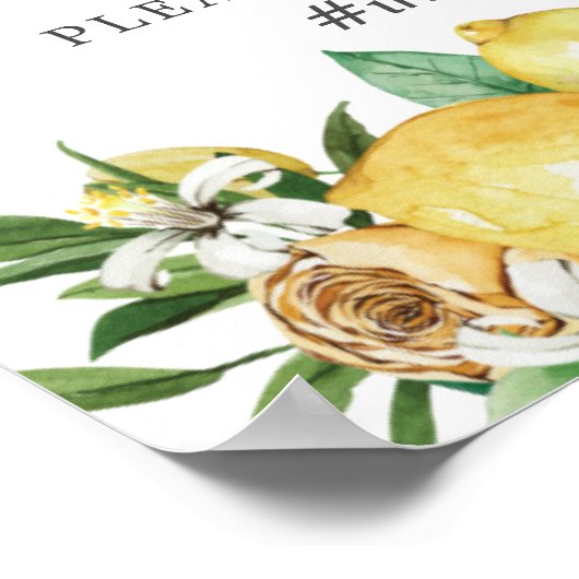 Chic Citroen Bloemig Oh Snap Deel de Liefde Trouwe Poster (Hoek)