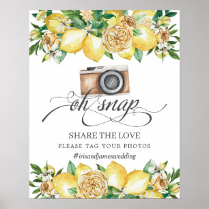 Chic Citroen Bloemig Oh Snap Deel de Liefde Trouwe Poster