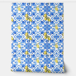 Chic Citroenblauw Mediterraan Behang