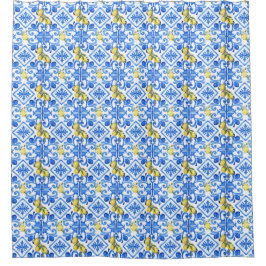 Chic Citroenblauw Mediterraan Douchegordijn