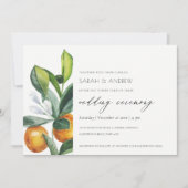 Chic Citrus Oranje Botanical Boho Wedding Invite Bedankkaart (Voorkant)