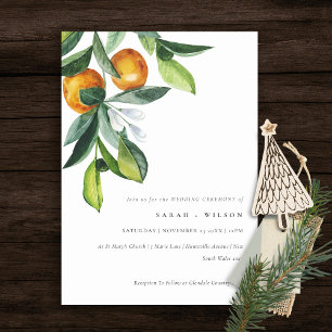Chic Citrus Oranje Botanical Boho Wedding Invite Bedankkaart