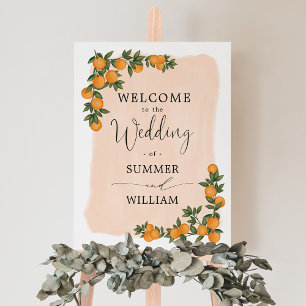 Chic Citrus Oranje Greenery Wedding Bridal Welkom Poster