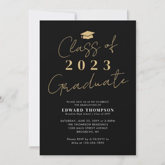 Chic Class of 2023 Photo Afstuderen Graduation Par Kaart (Voorkant)