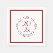 Chic Class of 2025 Afstuderen Bourgondische typogr Servet (Voorkant)
