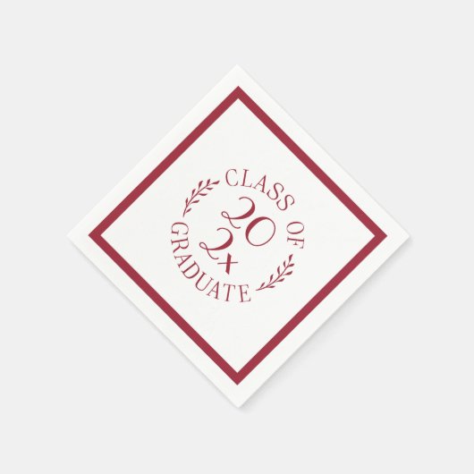 Chic Class of 2025 Afstuderen Bourgondische typogr Servet (Hoek)