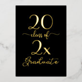 Chic Class Of 2025 Afstuderen Zwart-Goud Folie Uitnodiging (Voorkant)