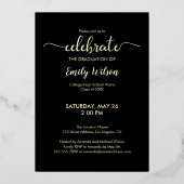 Chic Class Of 2025 Afstuderen Zwart-Goud Folie Uitnodiging (Achterkant)
