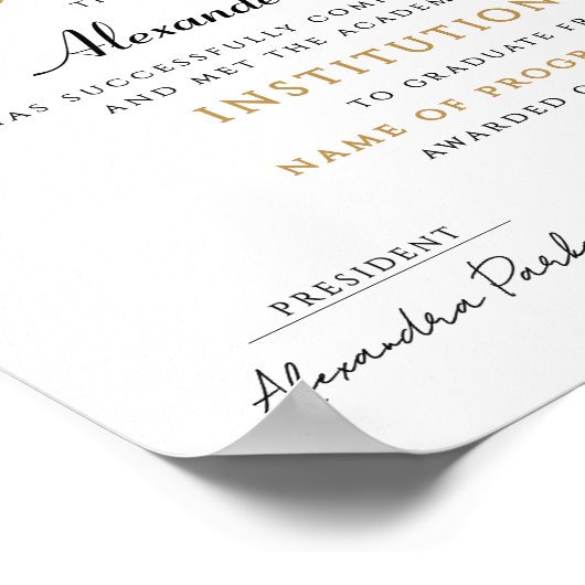 Chic Classic Black Gold School Afstudeerder Logo D Poster (Hoek)