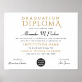 Chic Classic Black Gold School Afstudeerder Logo D Poster (Voorkant)