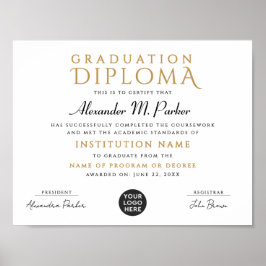 Chic Classic Black Gold School Afstudeerder Logo D Poster