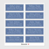 Chic Classic Blue Wedding Guest Adresetiketten Sticker (Vel)