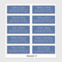 Chic Classic Blue Wedding Guest Adresetiketten Sticker