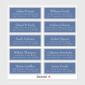 Chic Classic Blue Wedding Guest Adresetiketten Sticker (Vel)
