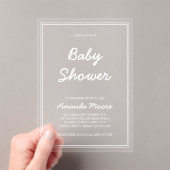 Chic Classic Calligraphy Script Baby shower Acryl Uitnodigingen (Insitu (Draagbaar))