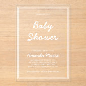 Chic Classic Calligraphy Script Baby shower Acryl Uitnodigingen (Voorkant)