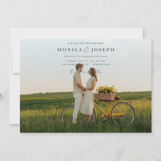 Chic Classic Elegant Fotohuwelijk Kaart (Voorkant)