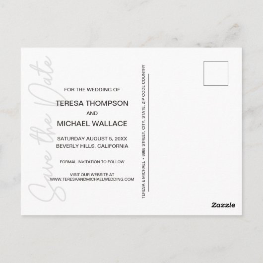 Chic Classic Gepersonaliseerd Sla het Datum Briefk Briefkaart (Achterkant)